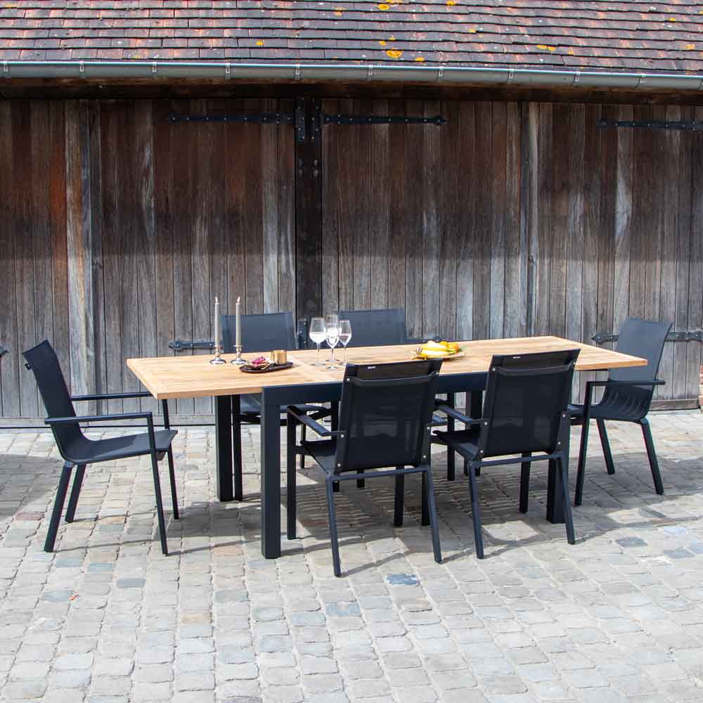 salon de jardin en bois et aluminium