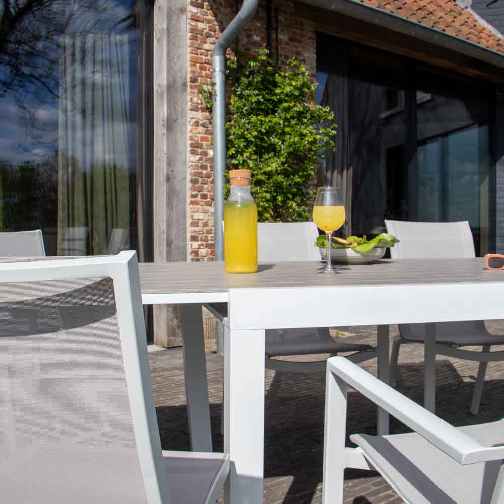 600415 Ensemble Tulum salon de jardin blanc et gris