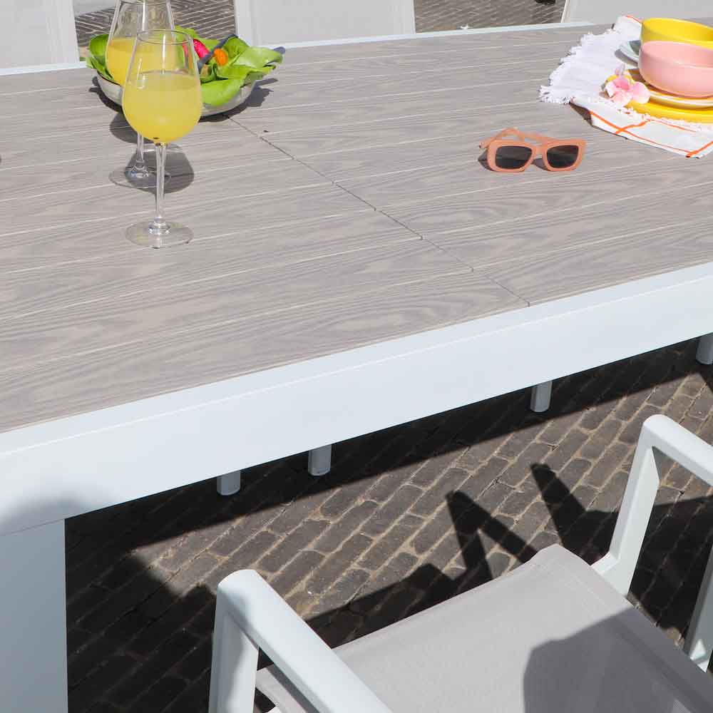 600415 Ensemble Tulum salon de jardin alu effet bois