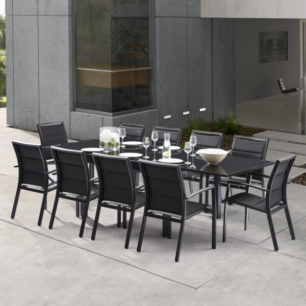 Ensemble Modulo Full Verre Noir 6/10 Mobilier Alu Wilsa Garden