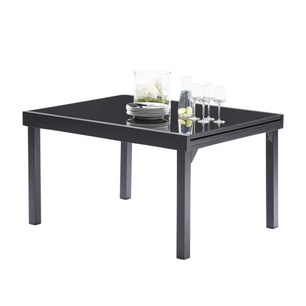 Table 6/10 Modulo Verre Noir Mobilier Alu Wilsa Garden