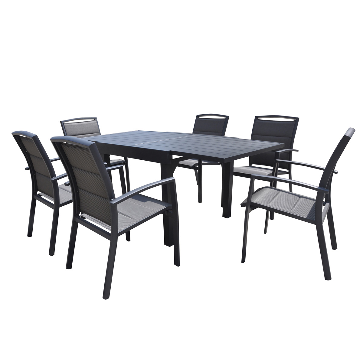 600255 MODULO Salon de jardin en aluminium avec rallonge noir modulo wilsa garden