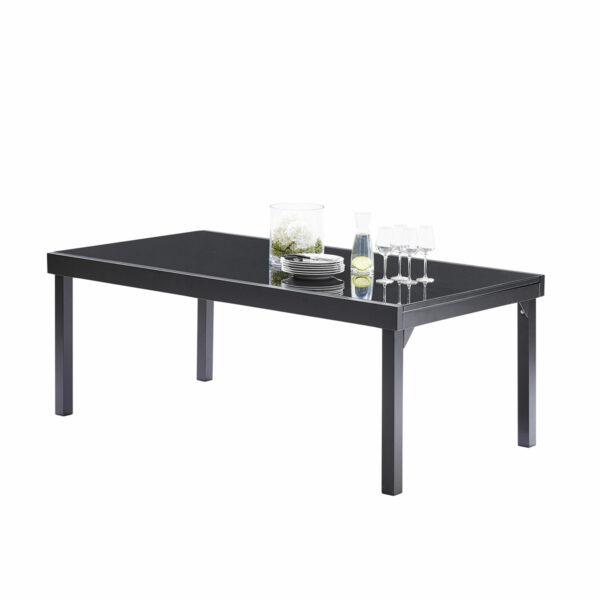 Table Modulo verre noir 8/12 Mobilier Alu Wilsa Garden