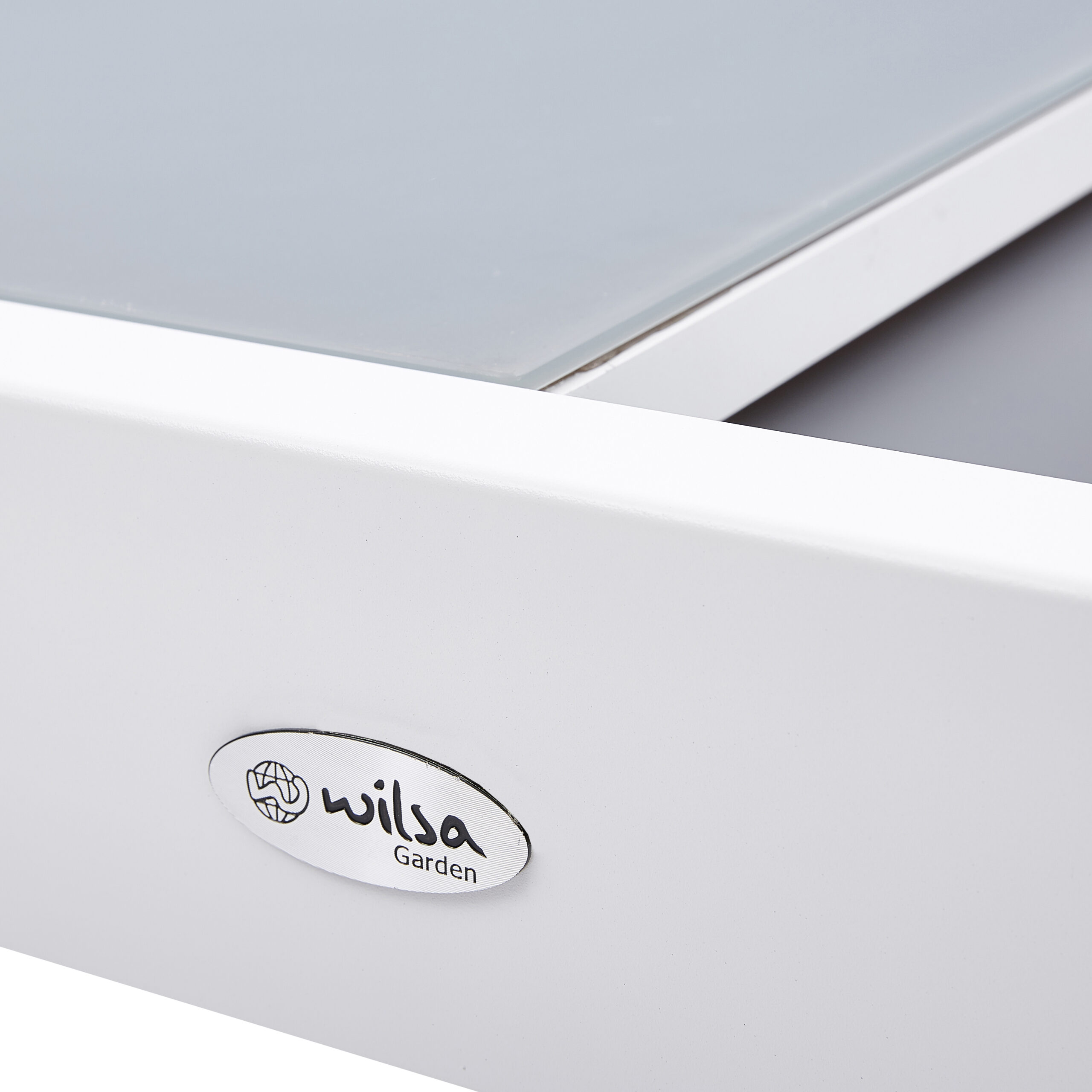 603280 MODULO Table de jardin extensible en aluminium et plateau en verre blanc modulo wilsa garden