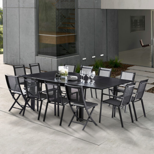 Ensemble Black Star 8/12 Mobilier de Jardin Alu Wilsa Garden