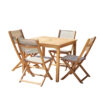 Ensemble en Acacia carré Table 4 avec 4 chaises Grises Mobilier Exotique Wilsa Garden