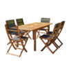 Ensemble en Acacia rectangulaire Table 6-8 avec 6 chaises Noires Mobilier Exotique Wilsa Garden