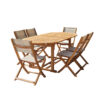 Ensemble en Acacia ovale Table 6-8 avec 6 chaises Grises Mobilier Exotique Wilsa Garden