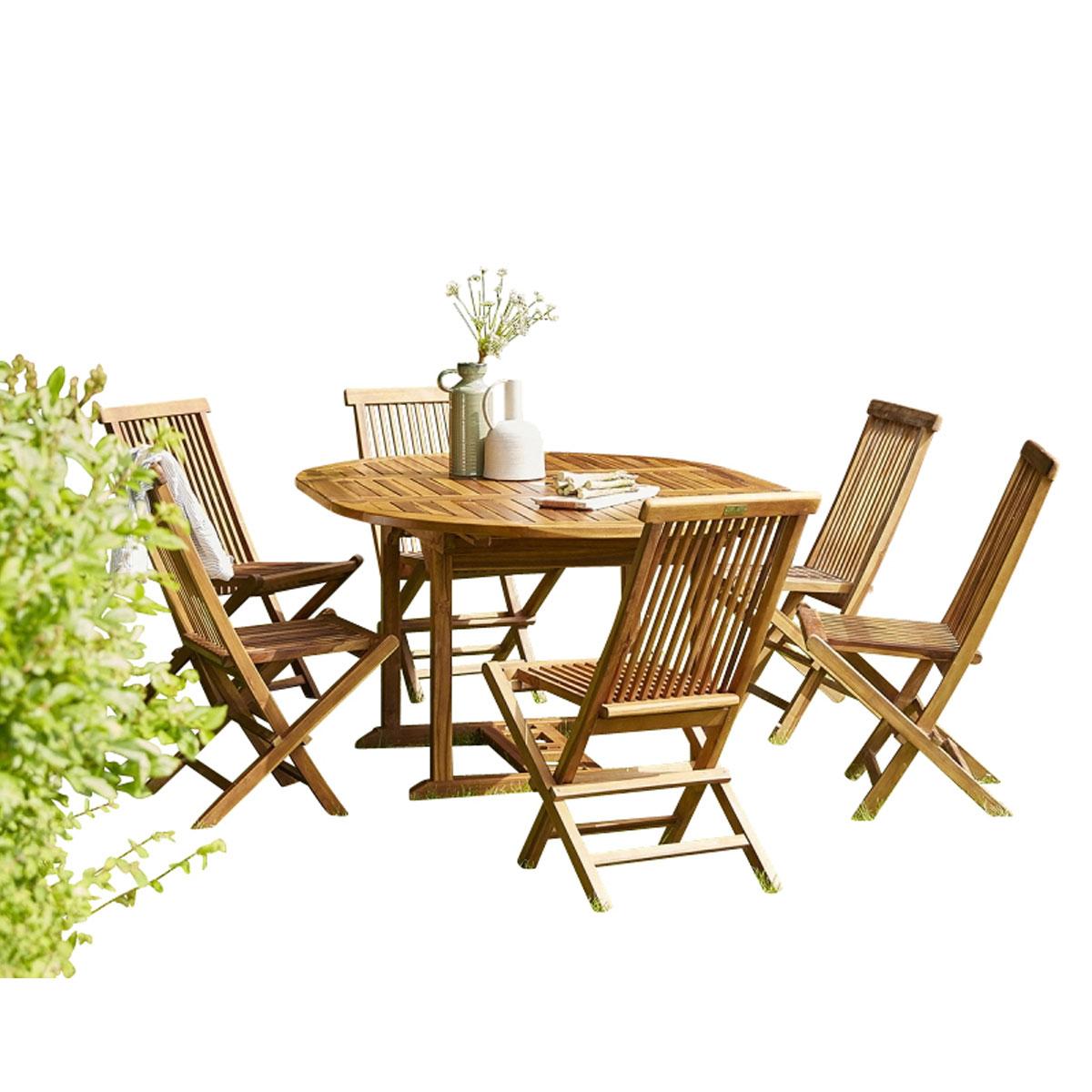700017 SOFIA Ensemble en Teck huilé ovale Table 4-8 avec 6 chaises Mobilier Exotique Wilsa Garden petit ensemble en teck huilé pour le jardin