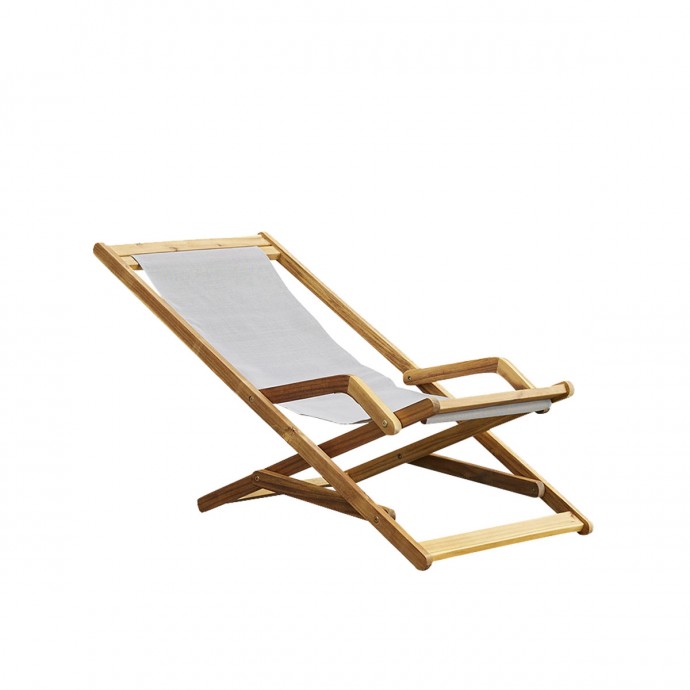 700023 Transat en acacia gris SEA transat en bois massif et toile grise