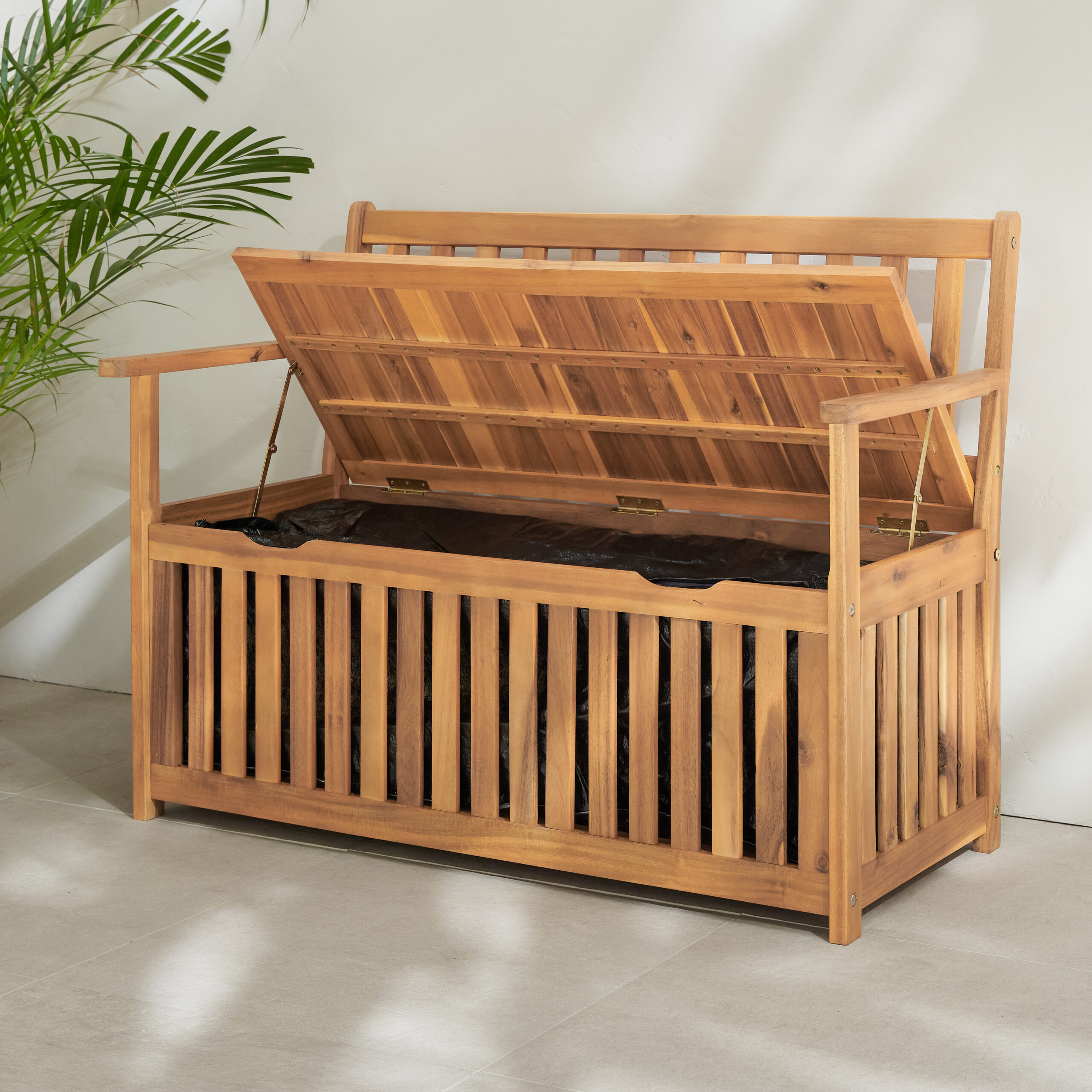 Banc de jardin coffre en bois d'acacia FLORA Banc de jardin coffre en acacia