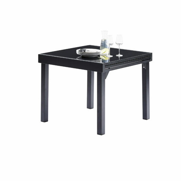 Table modulo verre noir 4/8 Mobilier Alu Wilsa Garden