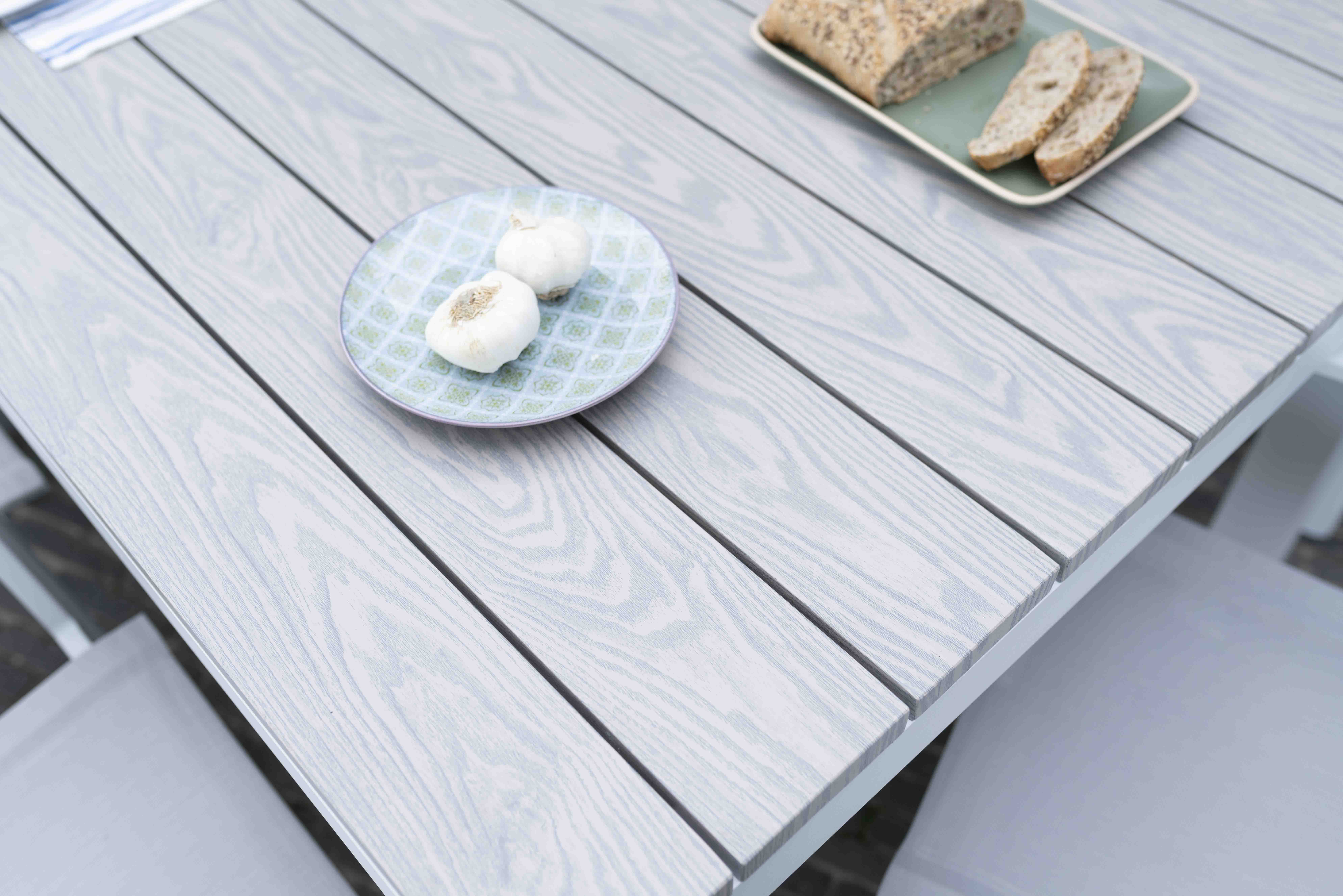 600460 (5) TABLE TAMPA table de jardin effet bois