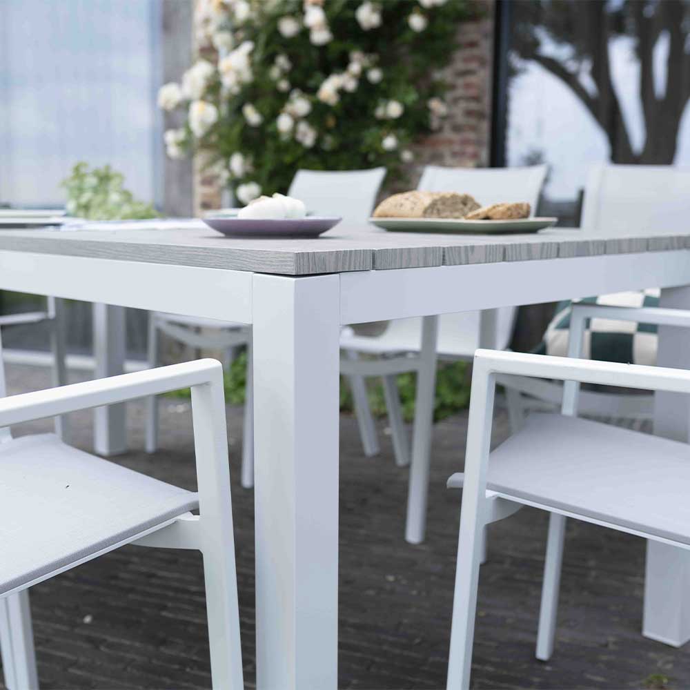 600460_2 TAMPA table de jardin blanc et effet bois
