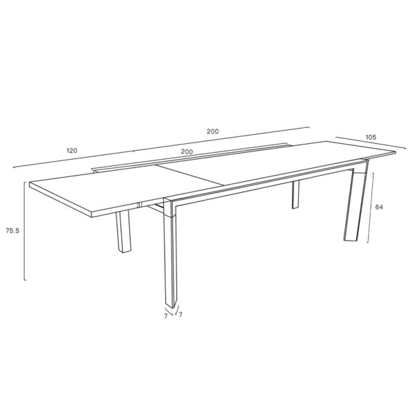 Table MODULO 8/12p en aluminium et plateau en verre Gris - Wilsa Garden