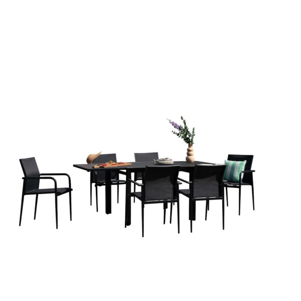 salon de jardin modulable aluminium noir et plateau en verre MODULO wilsa garden