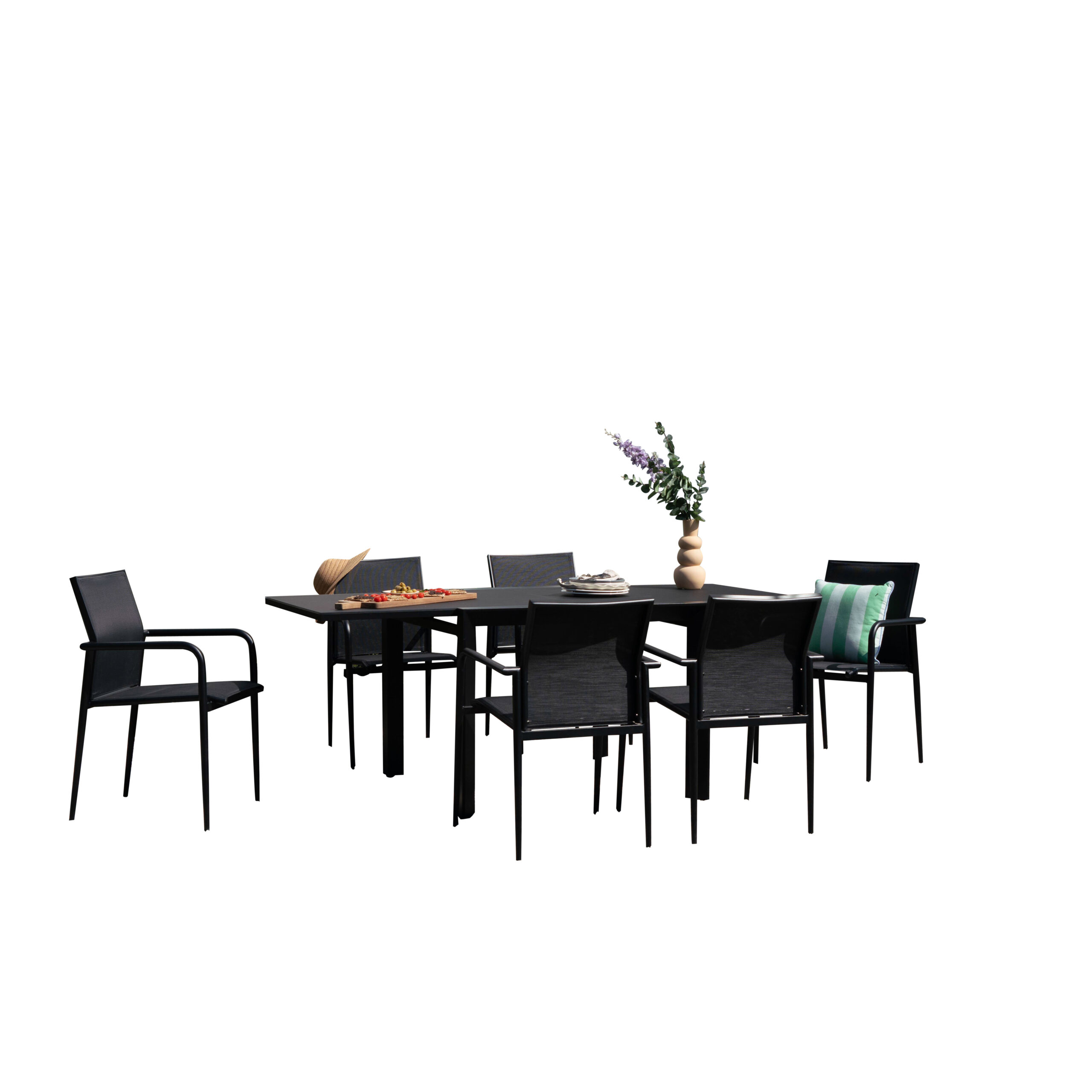 600817_1 (2) MODULO salon de jardin modulable aluminium noir et plateau en verre MODULO wilsa garden