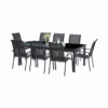 BLACK Edition 8 Mobilier de Jardin Alu Wilsa Garden salon de jardin 8 personnes en aluminium et verre noir avec fauteuils