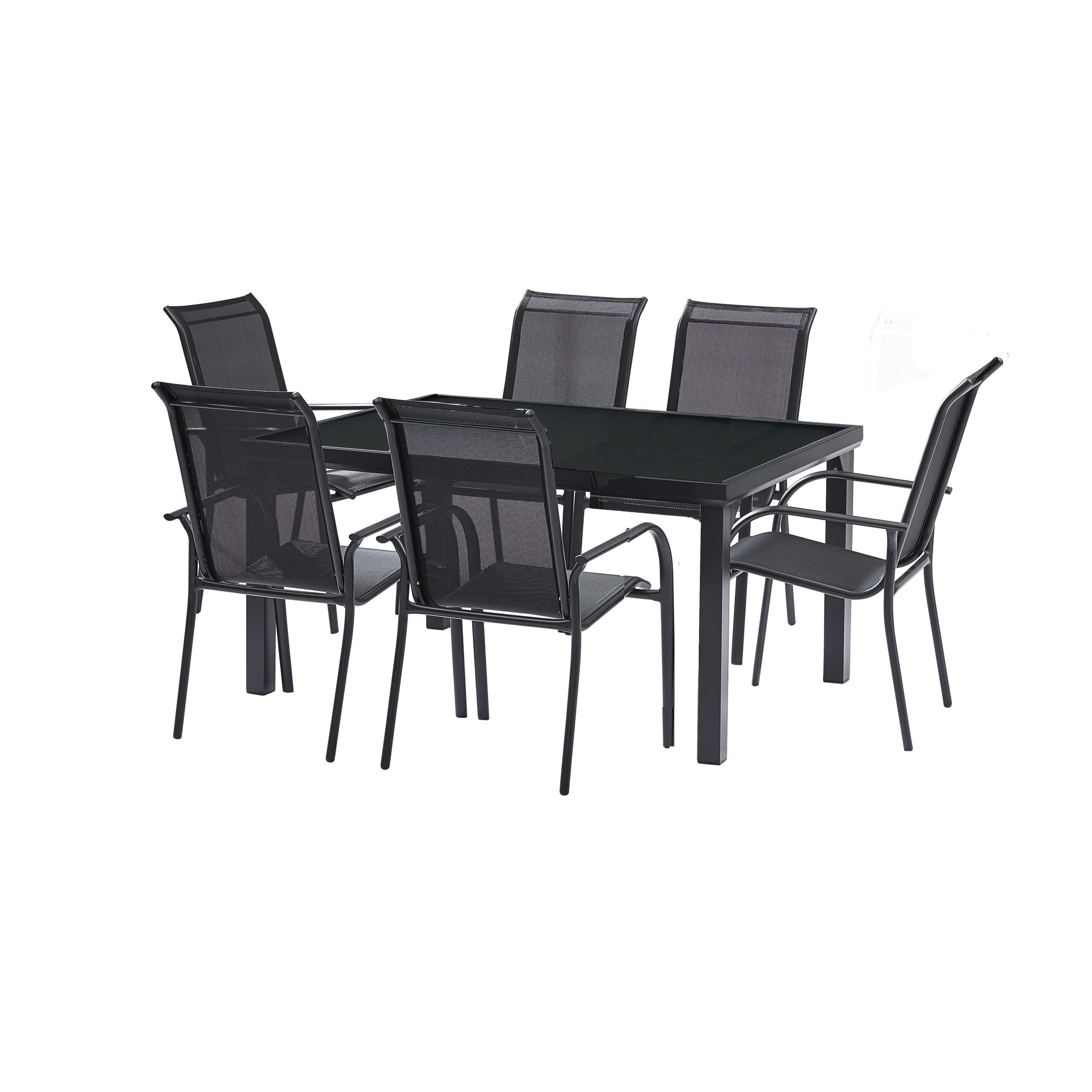 602084 BLACK EDITION salon de jardin 6 personnes en aluminium noir