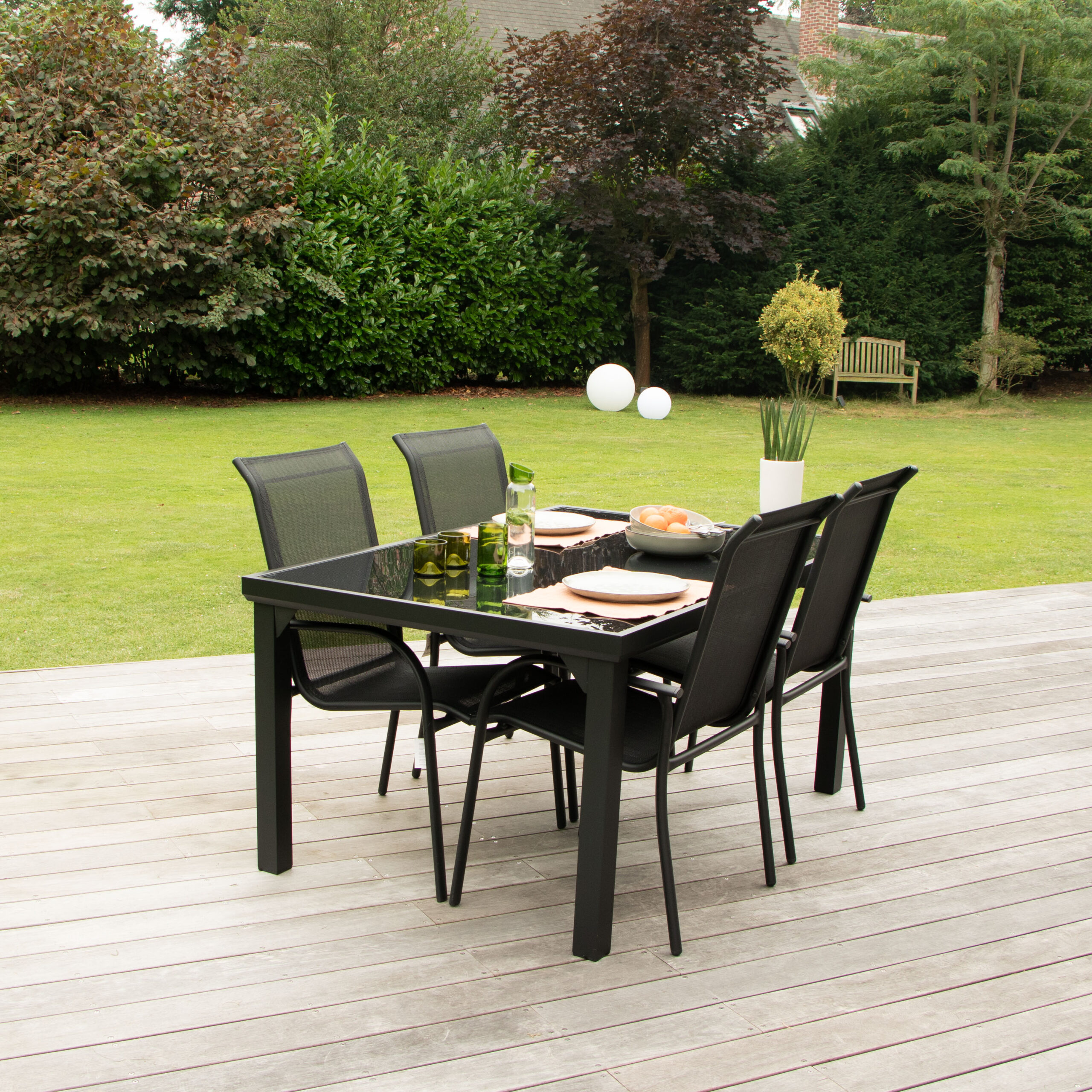 Ensemble BLACK EDITION 602084 salon de jardin noir 4 chaises