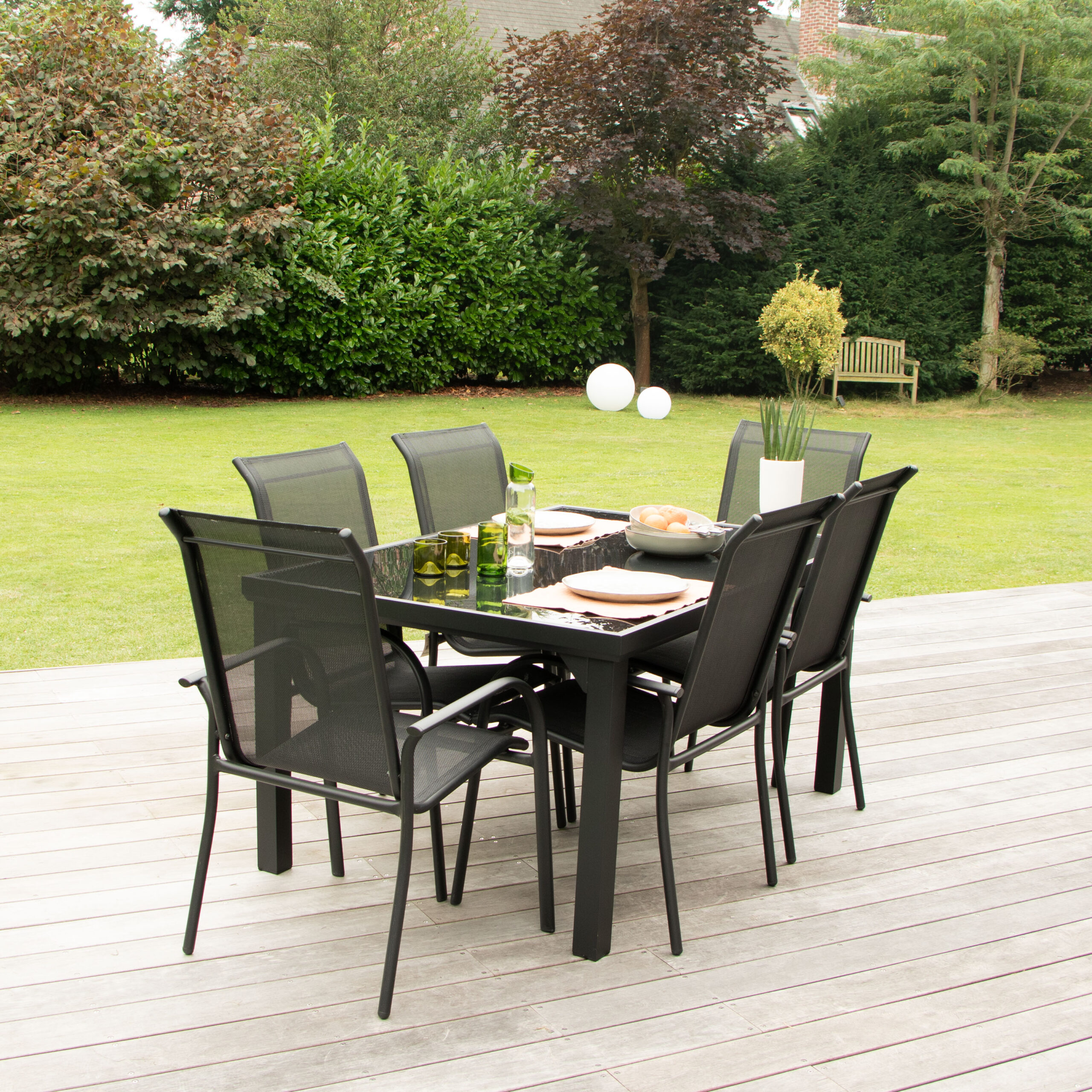 Ensemble BLACK EDITION 602084 salon de jardin 6 places noir