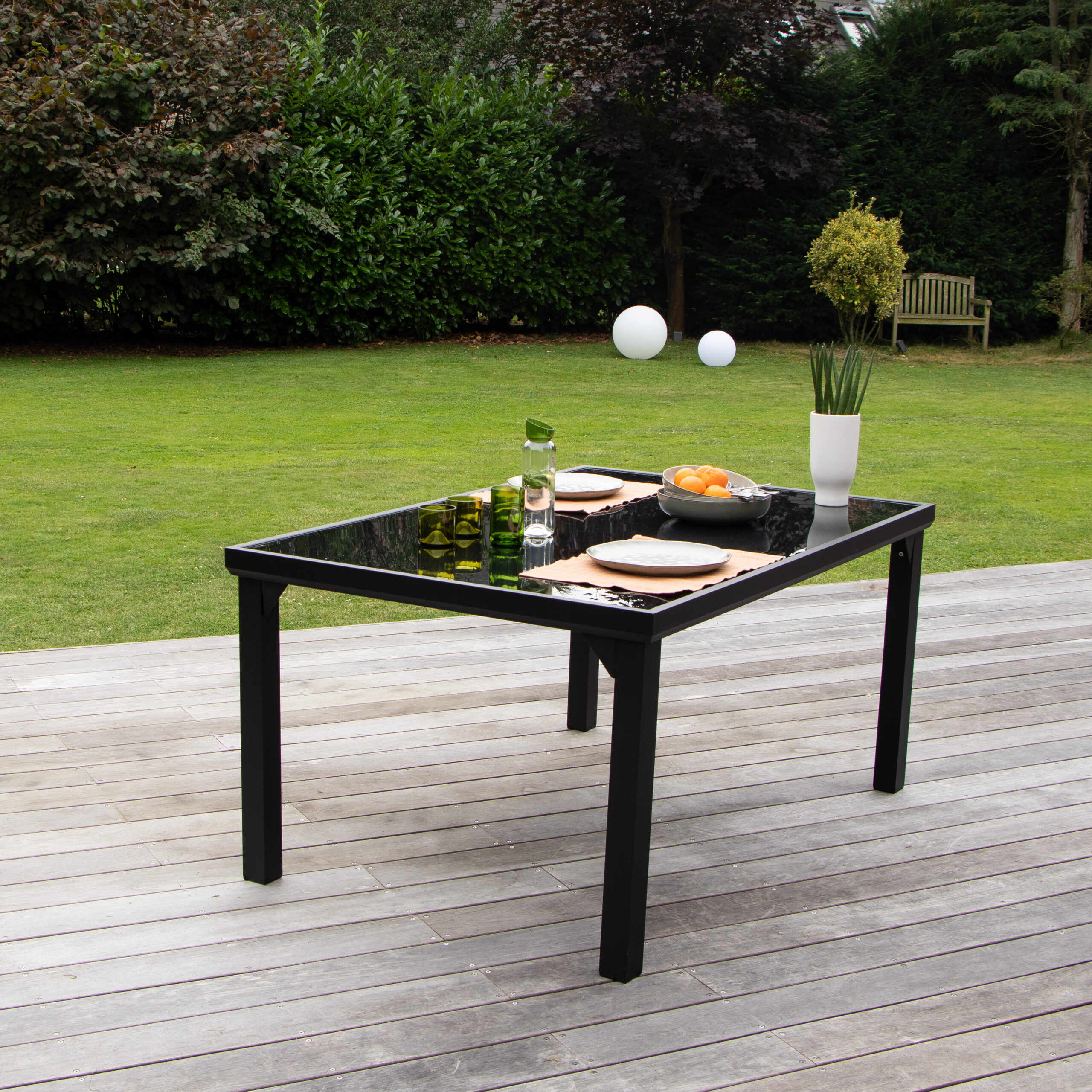 602093_1 BLACK EDITION Table aluminium noir 6 places