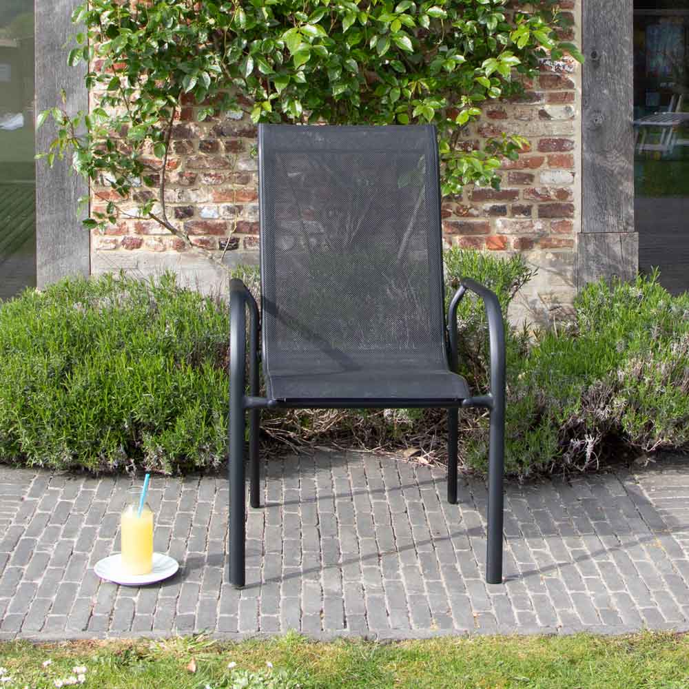 602101 (1) BLACK EDITION Fauteuil de jardin en alu noir black edition wilsa garden
