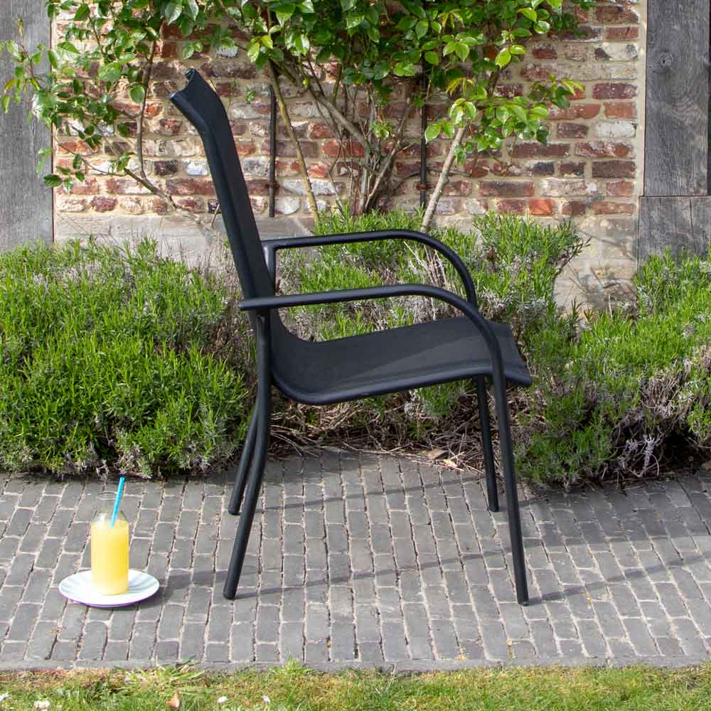 602101 (3) BLACK EDITION Fauteuil de jardin en alu noir black edition wilsa garden
