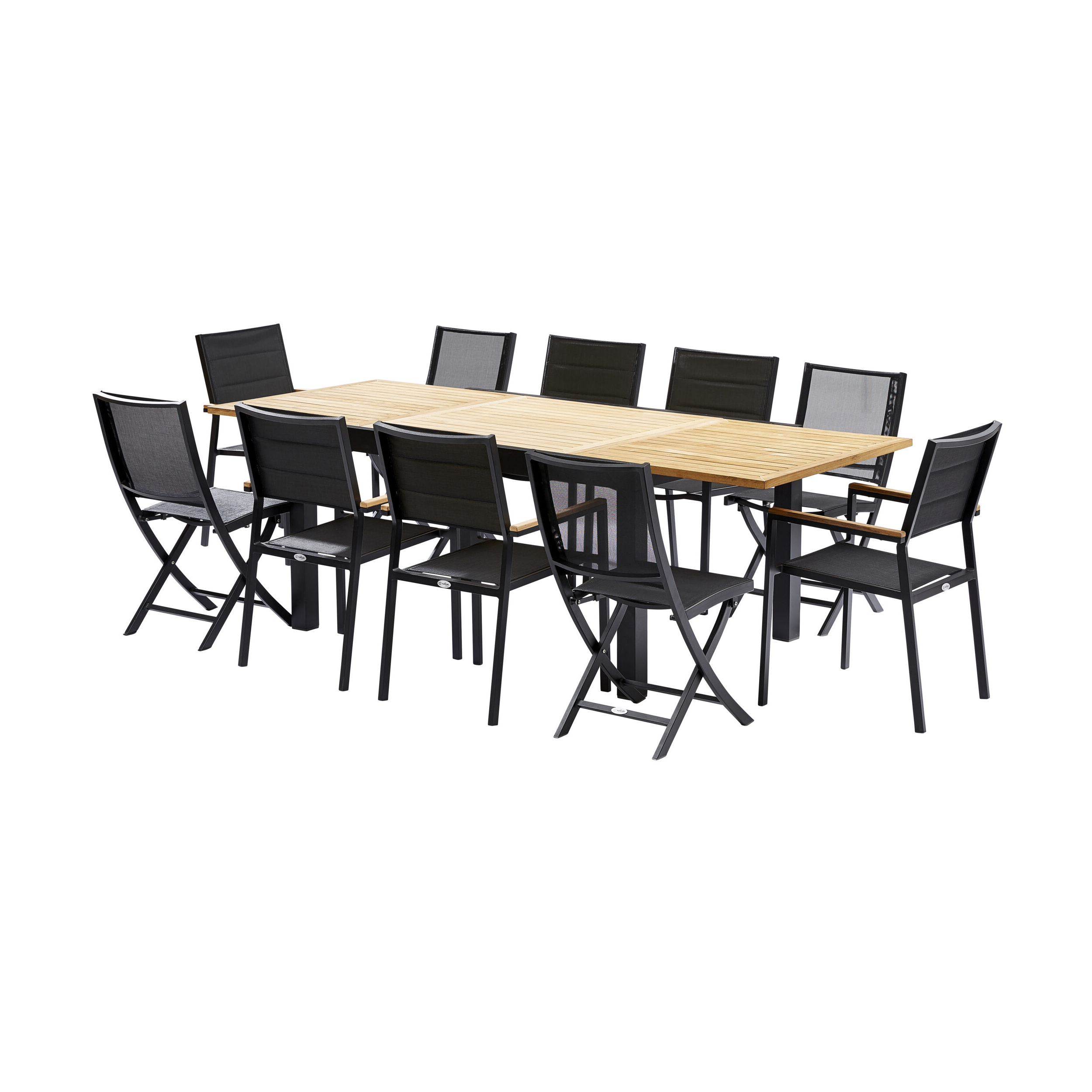 salon de jardin noir 6/10 places