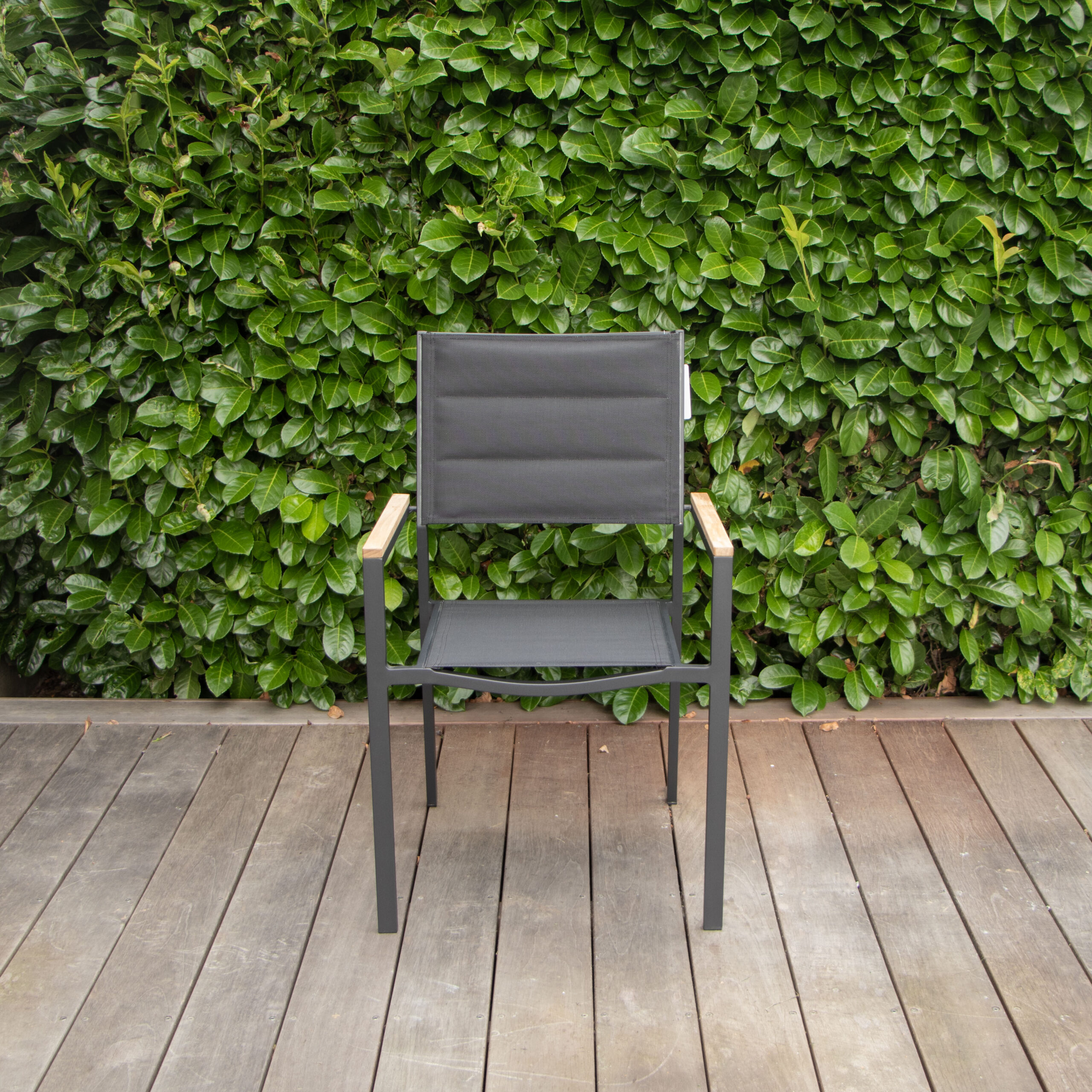 Fauteuil BALITECK 603062 Fauteuil d'extérieur alu anthracite accoudoir bois