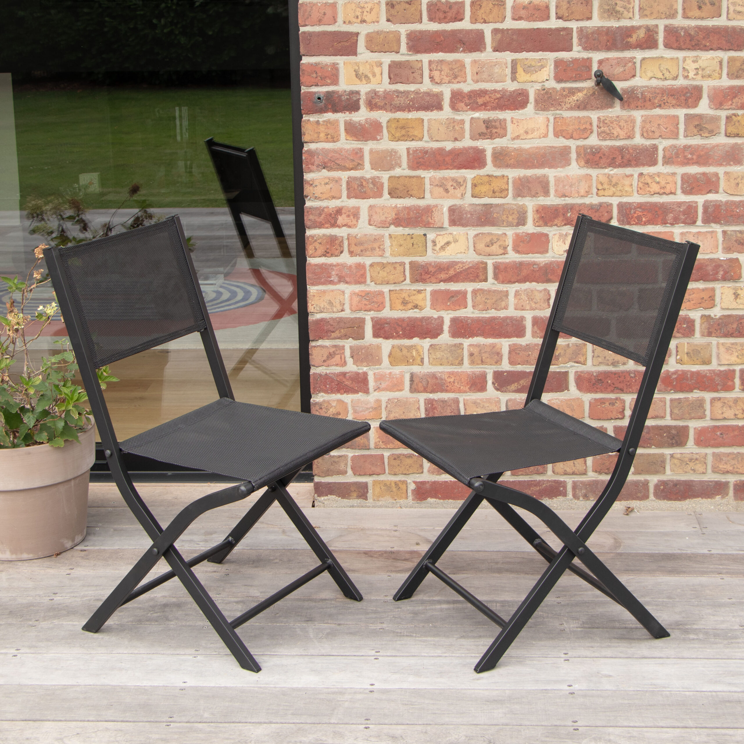 Chaises Modulo noir 603114 chaise pliante en alu noir