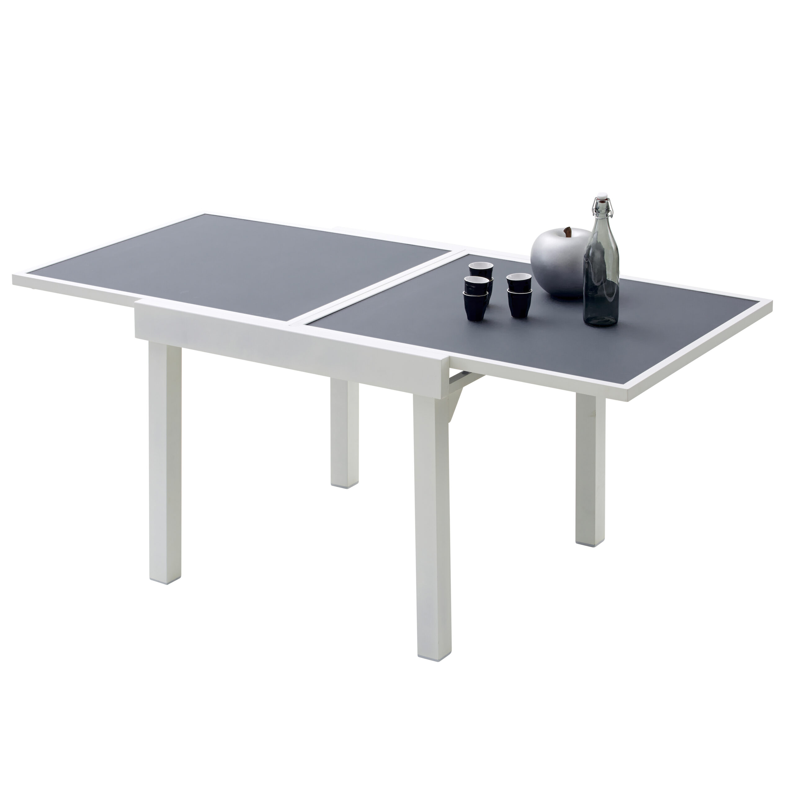 Table Modulo Verre Blanc 4/8 Mobilier de Jardin Alu Wilsa Garden table de jardin blanche avec rallonge
