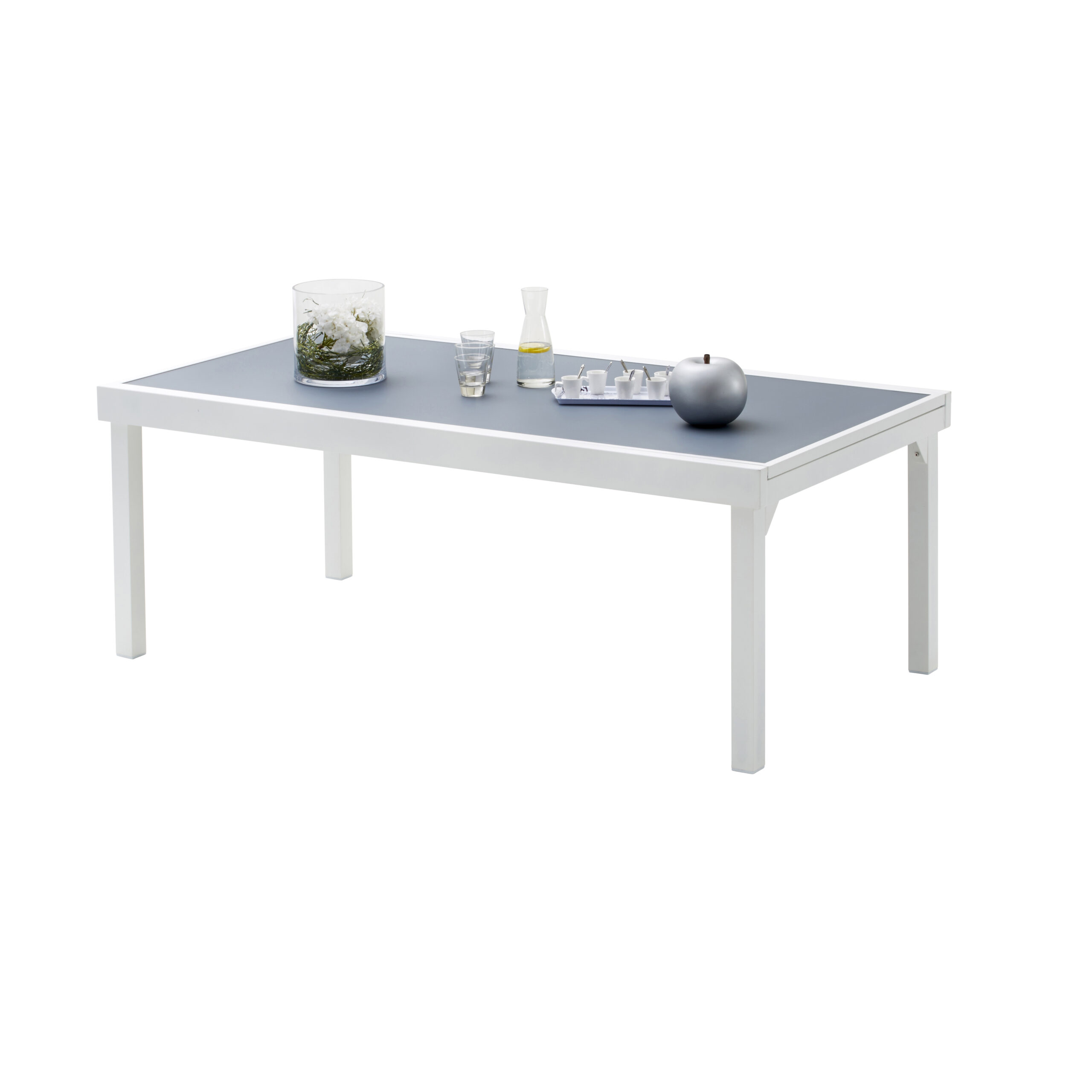 Table Modulo Full Verre Blanc 8/12 Mobilier de Jardin Alu Wilsa Garden table d'extérieur en alu