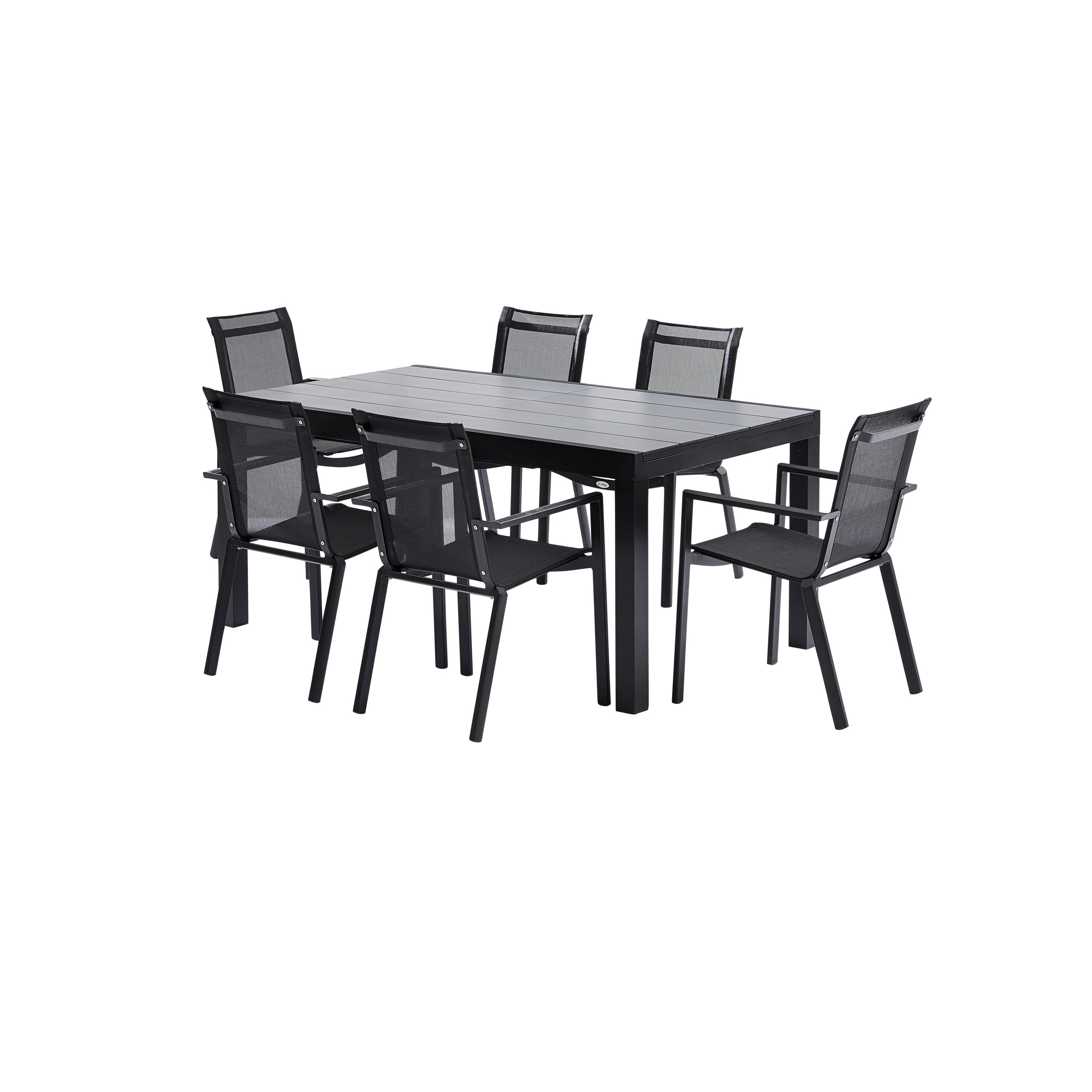 Ensemble HPL 6/10 noir Mobilier de Jardin Alu Wilsa Garden salon de jardin aluminium HPL 6/10 noir