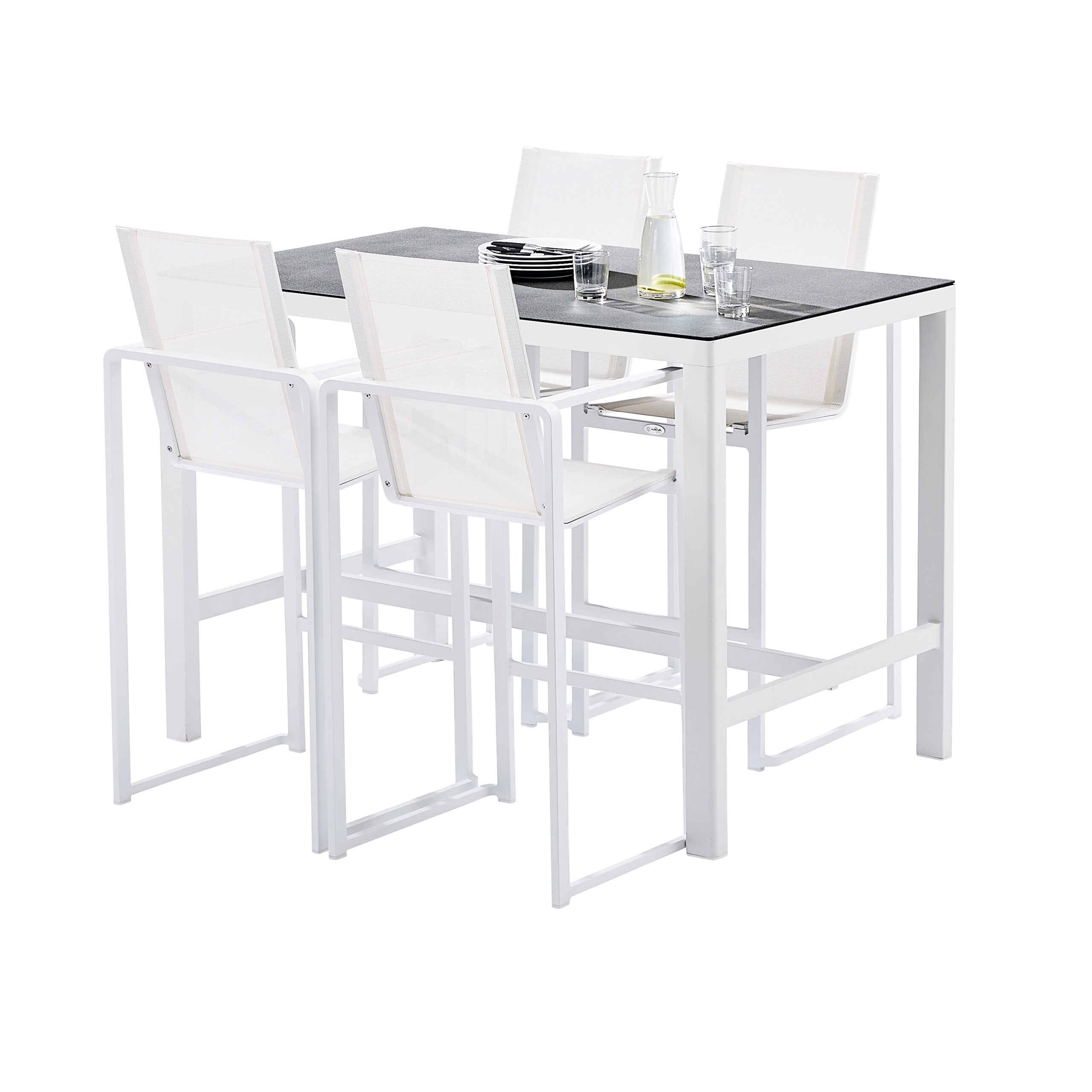 604070 BARSET salon de jardin 4 places alu blanc