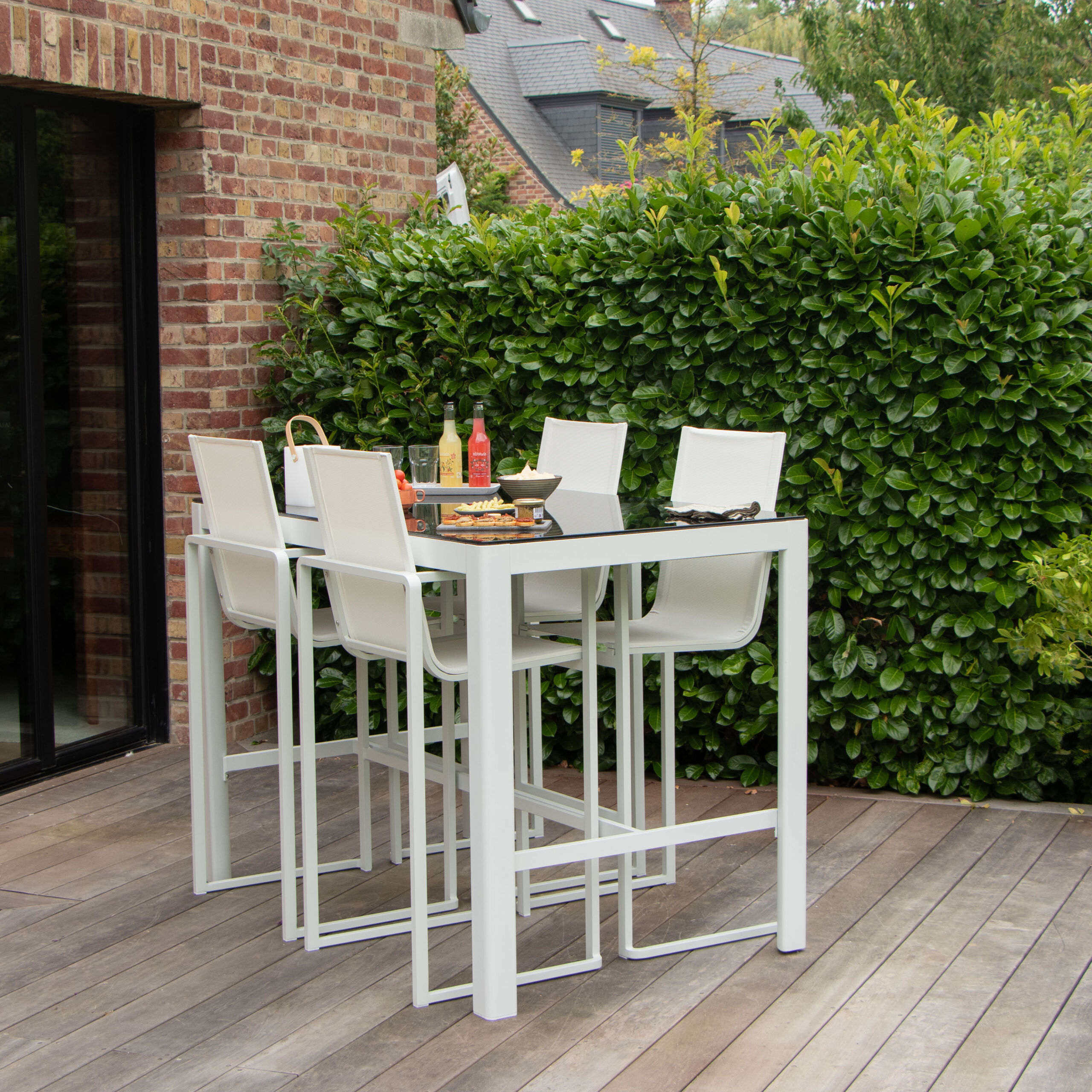 Ensemble Bar Set 604070 salon de jardin aluminium blanc tendance