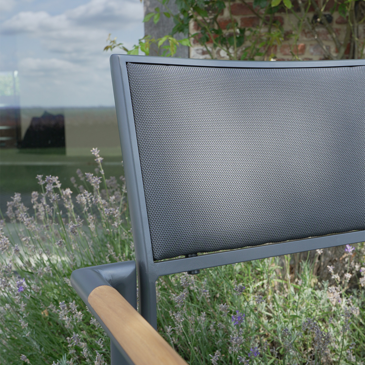 606001_6 PIANA fauteuil de jardin aluminium et accoudoir bois