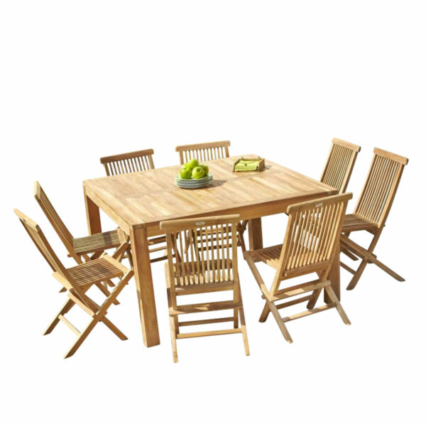 Ensemble en Teck carré Table 8 avec 8 chaises Mobilier exotique Wilsa Garden