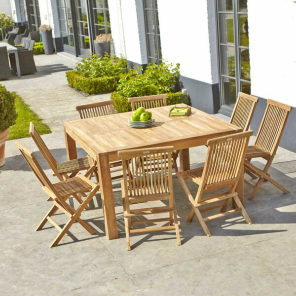 Ensemble en Teck carré Table 8 avec 8 chaises Mobilier exotique Wilsa Garden