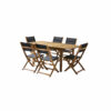 Ensemble en Acacia rectangulaire Table 6-8 avec 6 chaises Noires Mobilier Exotique Wilsa Garden