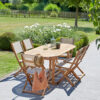 Ensemble en Acacia ovale Table 6-8 avec 6 chaises Grises Mobilier Exotique Wilsa Garden