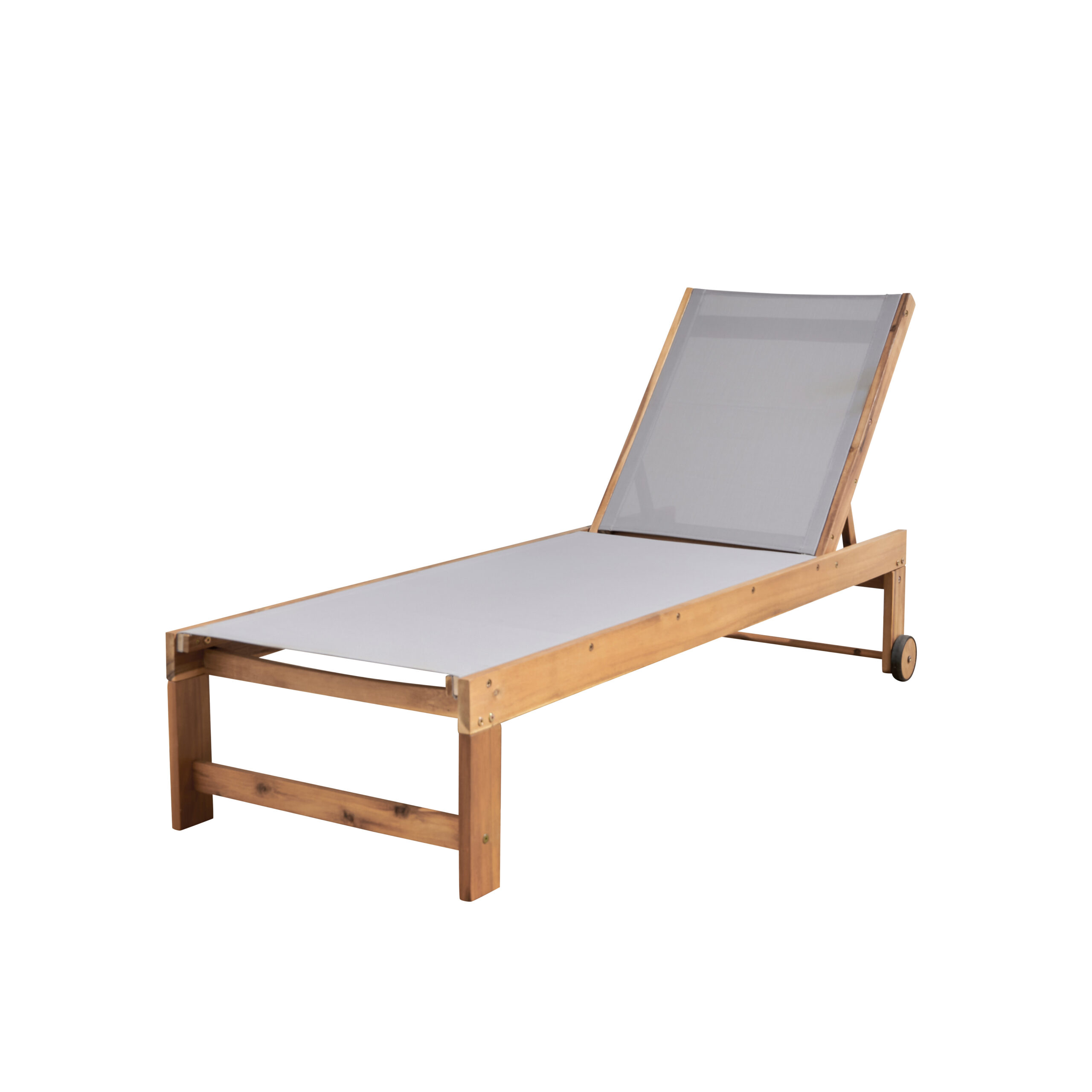 700009 MOON bain de soleil bois et toile gris clair