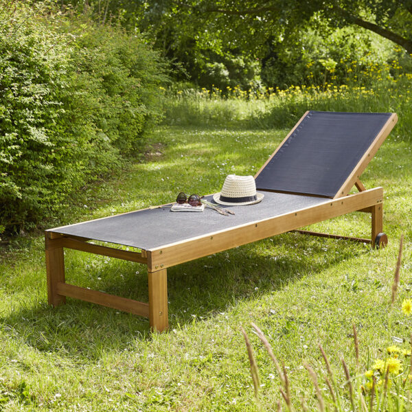 Bain de soleil Acacia Noir Mobilier Exotique Wilsa Garden