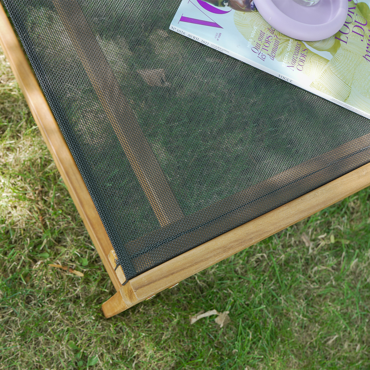 bain de soleil bois et toile grise