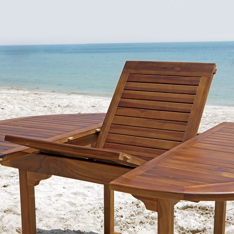 Ensemble en Teck huilé ovale Table 4-8 avec 6 chaises Mobilier Exotique Wilsa Garden table en teck huilé ovale 4-8 avec 6 chaises pliantes