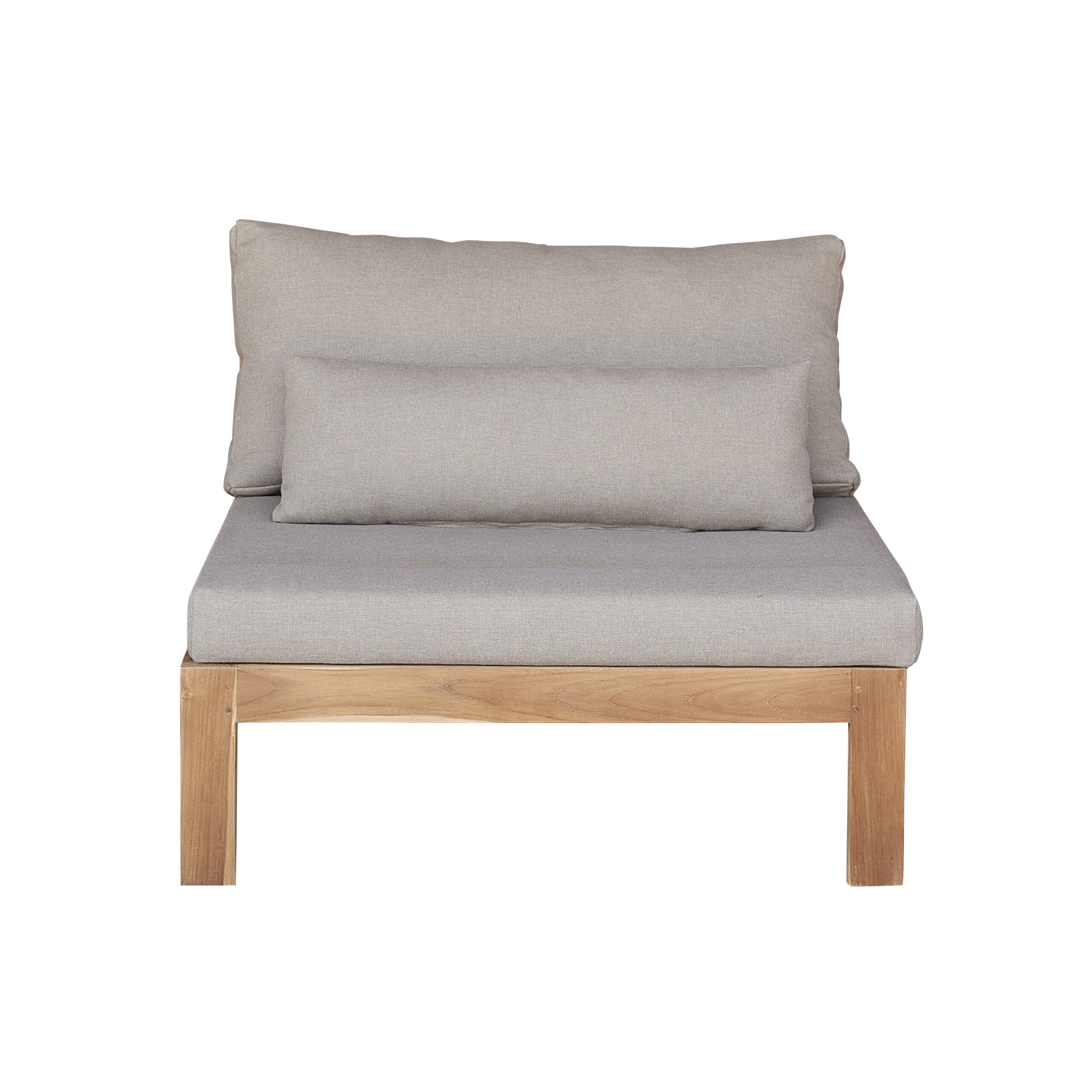 700032 Fauteuil de jardin en teck et tissu Taupe TOUQUET