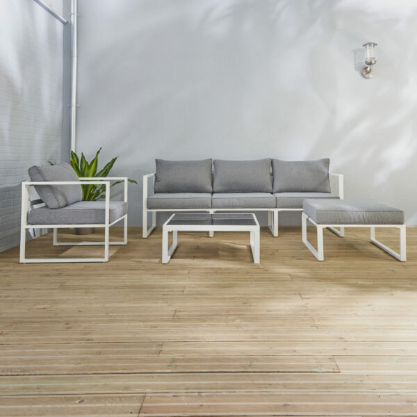 Salon bas de jardin en aluminium blanc LIMA Wilsa Garden