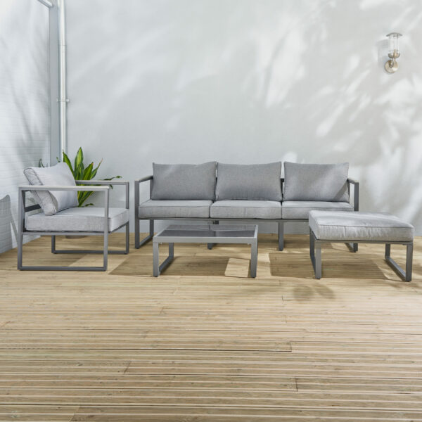 Salon bas de jardin en aluminium gris LIMA Wilsa Garden