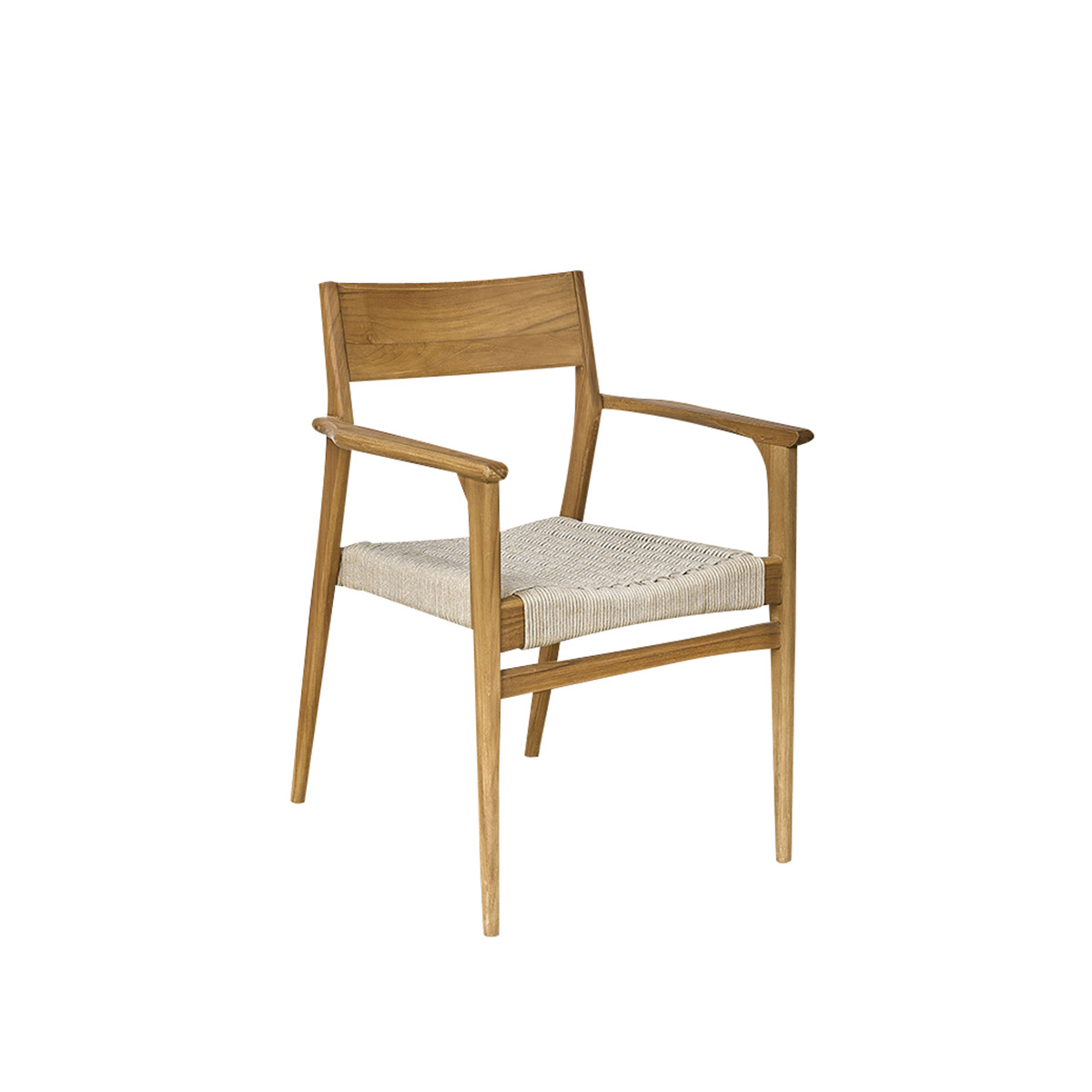800026 Fauteuil de jardin en teck et cordage Beige CALVI