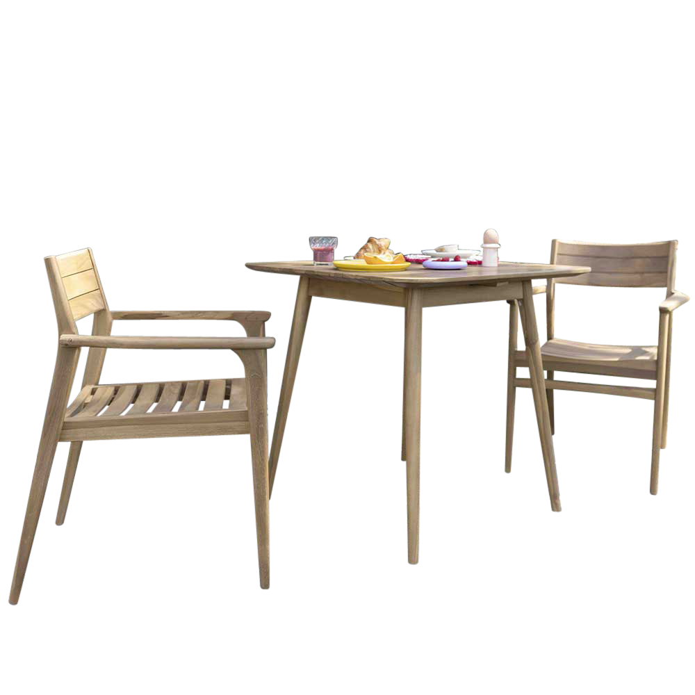 Petit salon de jardin en bois de teck 2 personnes NAPLES wilsa garden